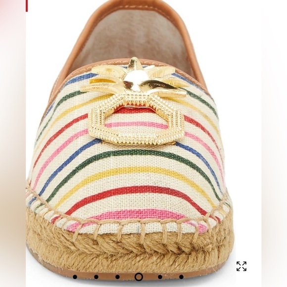 Louise et Cie striped flat espadrilles with gold pineapple - size 7.5 - Picture 2 of 13
